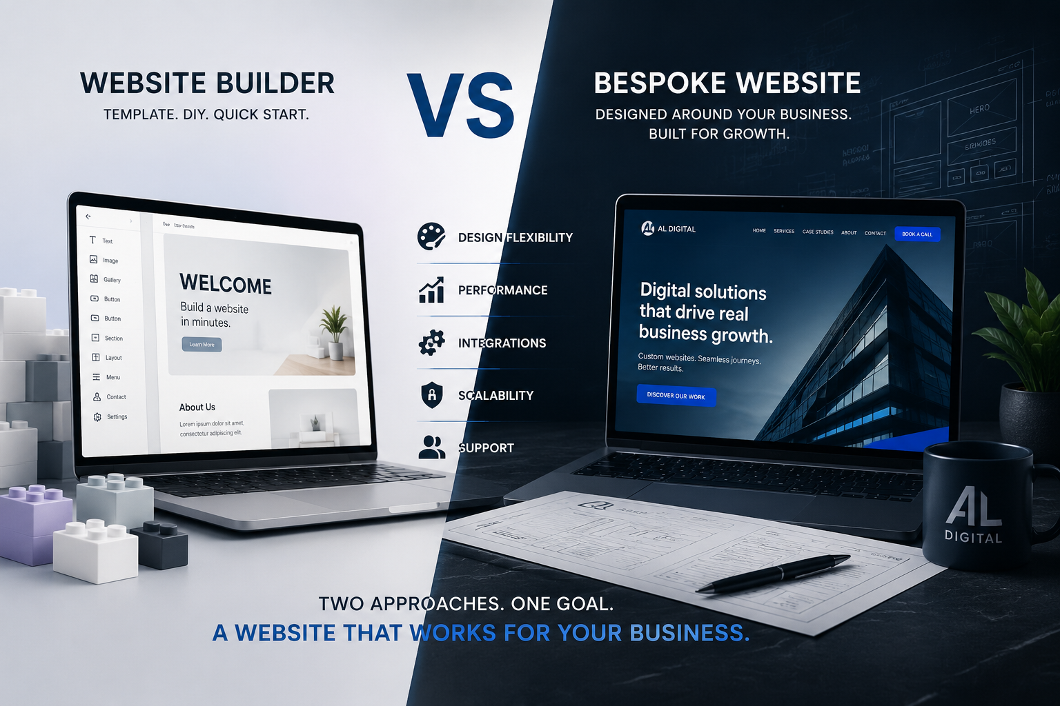 Website builder versus bespoke website comparison for business decision-making